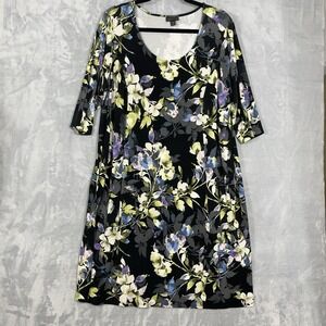 J. JILL WEAREVER COLLECTION Allium Moonlit Garden Black Floral Dress size 1X